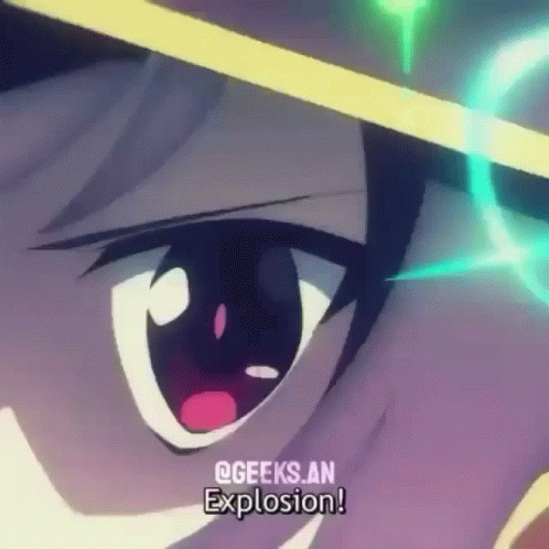 A Close Up Of A Person 'S Eye With The Words " Explosion " Below It GIF