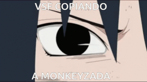 A Close Up Of A Person 'S Eye With The Words Vsf Copiando A Monkeyzada GIF