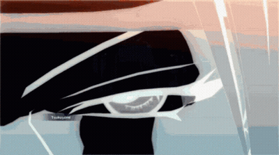 A Close Up Of A Person 'S Eye With Tsukiyomi Written On The Bottom Right Corner GIF