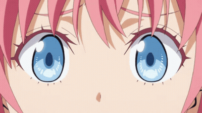 A Close Up Of A Person 'S Eyes With Pink Hair GIF