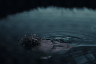 A Close Up Of A Person 'S Face In A Body Of Water GIF
