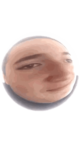 A Close Up Of A Person 'S Face That Looks Like A Ball Sticker