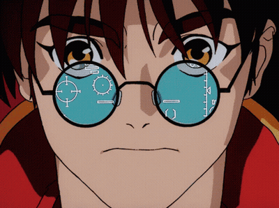 A Close Up Of A Person 'S Face Wearing Glasses With A Target On Them GIF