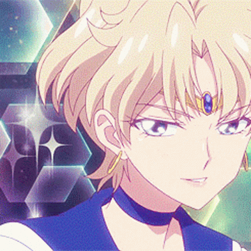 A Close Up Of A Person 'S Face With A Blue Choker Around Their Neck GIF