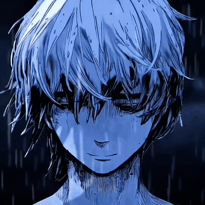 A Close Up Of A Person 'S Face With A Blue Hair Color GIF