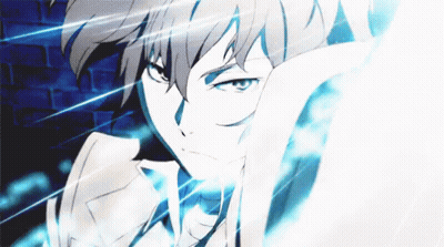 A Close Up Of A Person 'S Face With A Blue Light Behind Him GIF