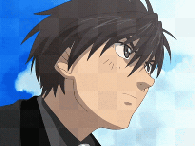 A Close Up Of A Person 'S Face With A Blue Sky Behind Them GIF