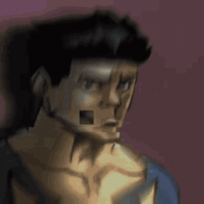 A Close Up Of A Person 'S Face With A Blue Sky Behind Them GIF