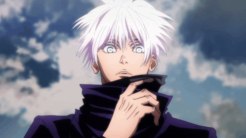 A Close Up Of A Person 'S Face With A Blue Sky In The Background GIF