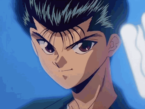 A Close Up Of A Person 'S Face With A Blue Sky In The Background GIF