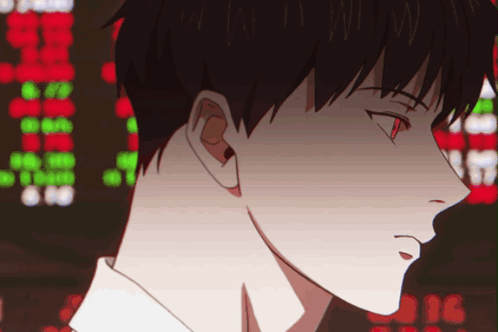 A Close Up Of A Person 'S Face With A Blurred Background Of Numbers GIF