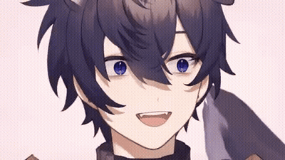 A Close Up Of A Person 'S Face With A Cat Ears And Blue Eyes . GIF