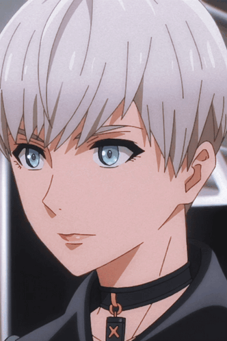 A Close Up Of A Person 'S Face With A Choker And A X On It GIF