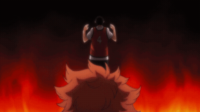 A Close Up Of A Person 'S Face With A Fire Background Behind Him GIF