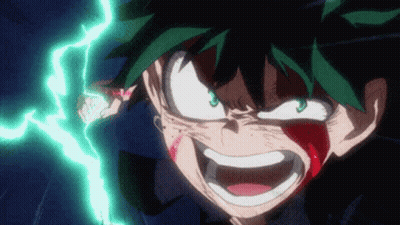 A Close Up Of A Person 'S Face With A Lightning Bolt Behind Him GIF