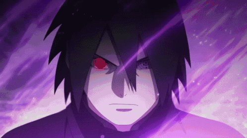 A Close Up Of A Person 'S Face With A Purple Background And Red Eyes . GIF