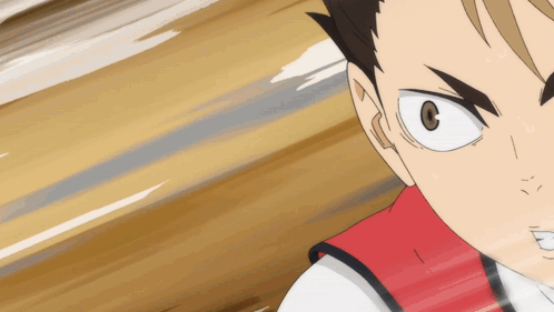 A Close Up Of A Person 'S Face With A Red And White Shirt GIF