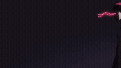 A Close Up Of A Person 'S Face With A Red Lightning Bolt Coming Out Of It GIF