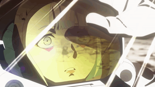 A Close Up Of A Person 'S Face With A Reflection Of A Hand GIF