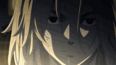A Close Up Of A Person 'S Face With A Tear Coming Out Of Their Mouth GIF