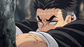 A Close Up Of A Person 'S Face With A Tree In The Background . GIF
