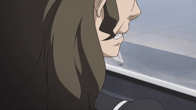 A Close Up Of A Person 'S Face With A White Circle In The Middle Of His Mouth GIF