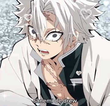 A Close Up Of A Person 'S Face With A White Haired Anime Character . GIF