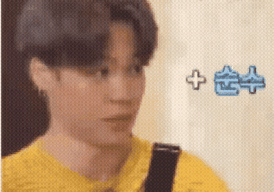 A Close Up Of A Person 'S Face With A Yellow Shirt And A Black Strap . GIF