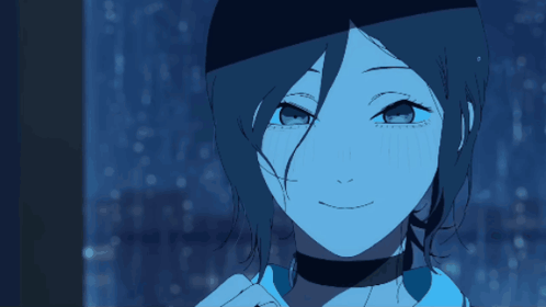 A Close Up Of A Person 'S Face With Blue Eyes GIF