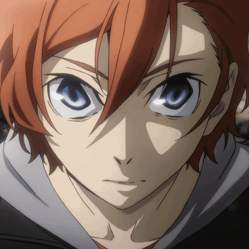 Close Up Of Person With Blue Eyes And Red Hair GIF
