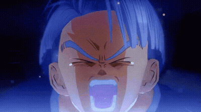 A Close Up Of A Person 'S Face With Blue Hair GIF
