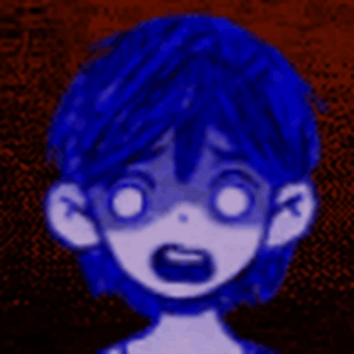 A Close Up Of A Person 'S Face With Blue Hair . GIF