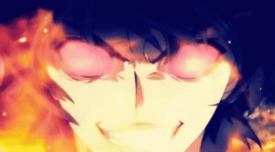 A Close Up Of A Person 'S Face With Flames Coming Out Of It 'S Eyes GIF