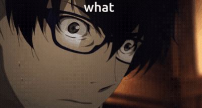 A Close Up Of A Person 'S Face With Glasses And The Word What Above Them GIF
