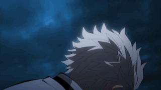 A Close Up Of A Person 'S Face With Gray Hair And White Eyes GIF