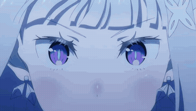 A Close Up Of A Person 'S Face With Purple Eyes GIF