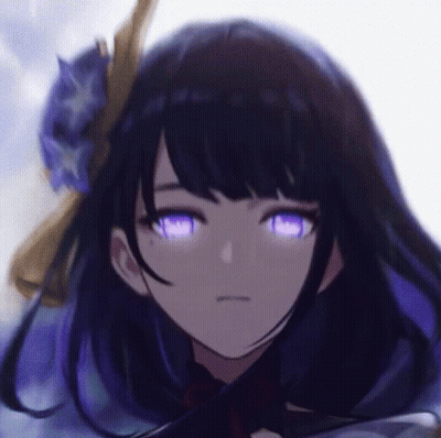 A Close Up Of A Person 'S Face With Purple Eyes And A Flower In Her Hair . GIF
