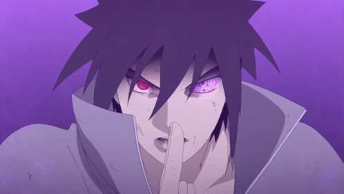 A Close Up Of A Person 'S Face With Purple Eyes And A Purple Background GIF