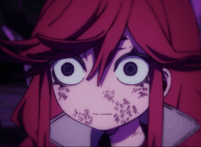 A Close Up Of A Person 'S Face With Purple Hair GIF