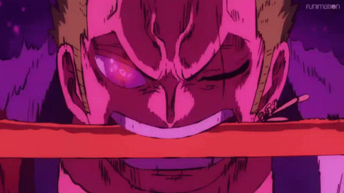 A Close Up Of A Person 'S Face With Purple Lights Coming Out Of It And A Purple Background . GIF