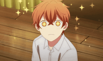 A Close Up Of A Person 'S Face With Stars Behind Them GIF