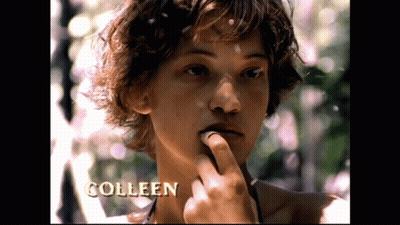 A Close Up Of A Person 'S Face With The Name Colleen On It GIF