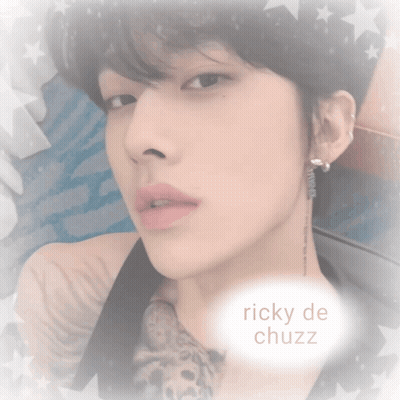 A Close Up Of A Person 'S Face With The Name Ricky De Chuzz GIF