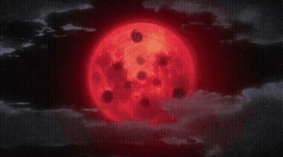 A Close Up Of A Person 'S Face With The Name Tsukuyomi Written On It GIF
