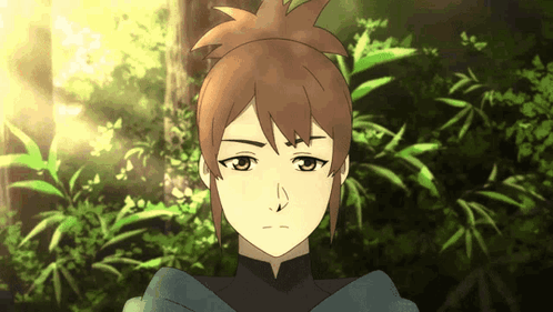 A Close Up Of A Person 'S Face With The Sun Shining Through The Trees GIF