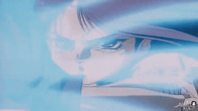 A Close Up Of A Person 'S Face With The Word Alita On The Bottom Left GIF