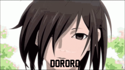 A Close Up Of A Person 'S Face With The Word Dororo On The Bottom GIF