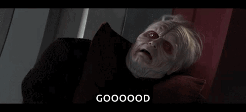 A Close Up Of A Person 'S Face With The Word Goooood Written On It GIF