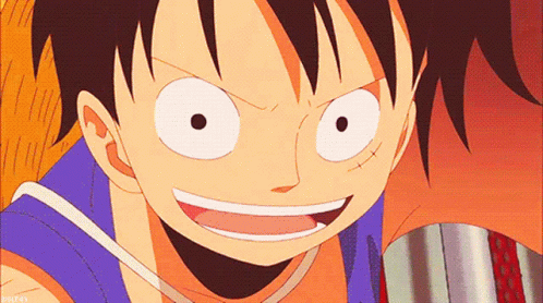 A Close Up Of A Person 'S Face With The Word Luffy At The Bottom GIF