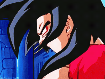 A Close Up Of A Person 'S Face With The Word Neo Gohan On The Bottom GIF
